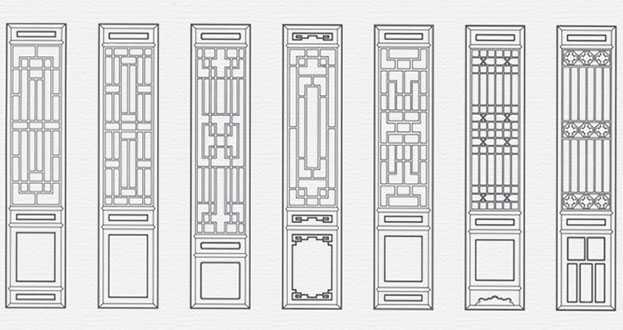 嘉黎常用中式仿古花窗图案隔断设计图